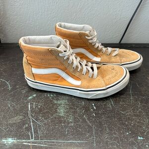 Vans Men's Orange and White High-Top Sneakers